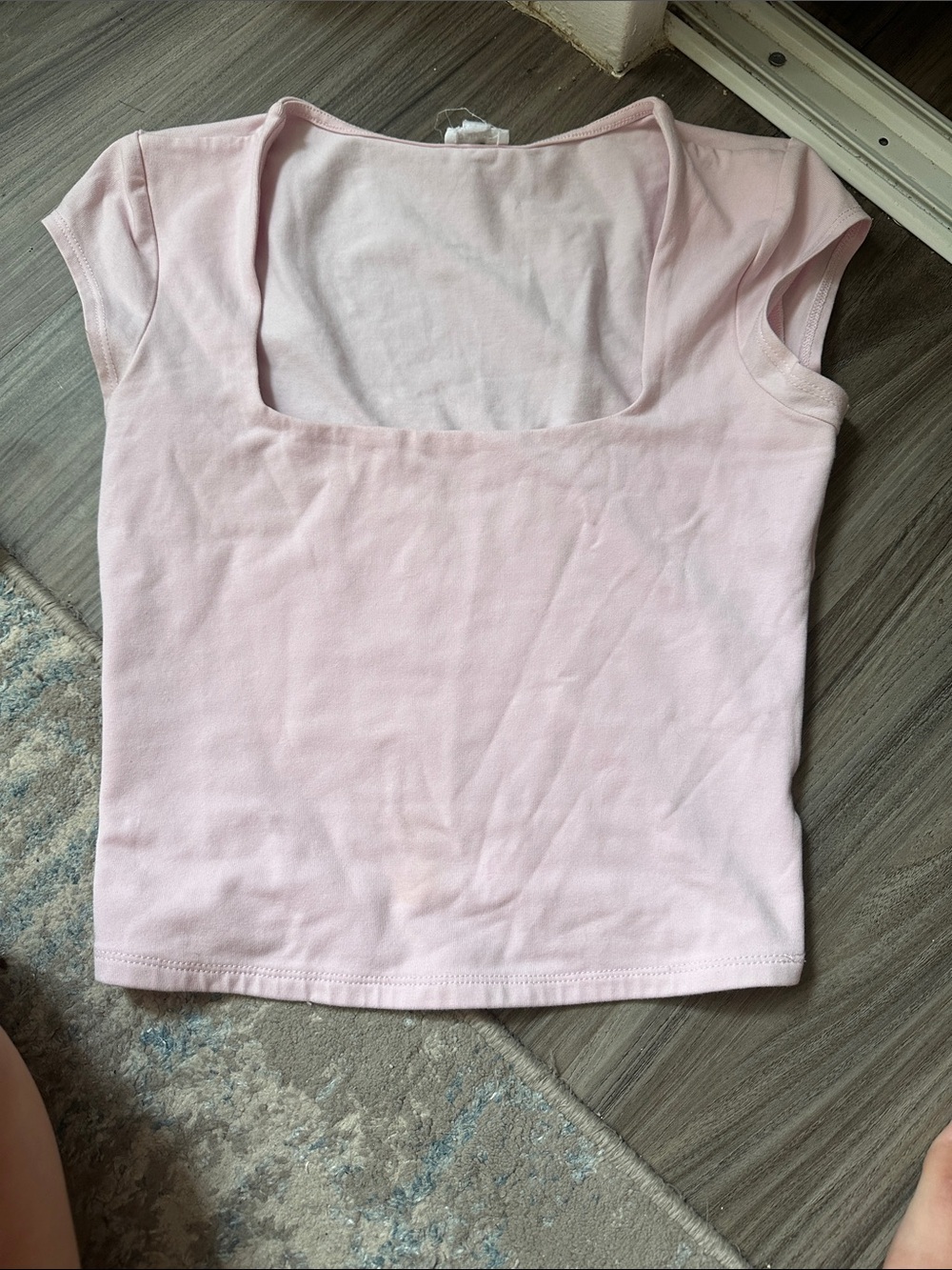 Garage Light Pink Square-Neck Crop Top